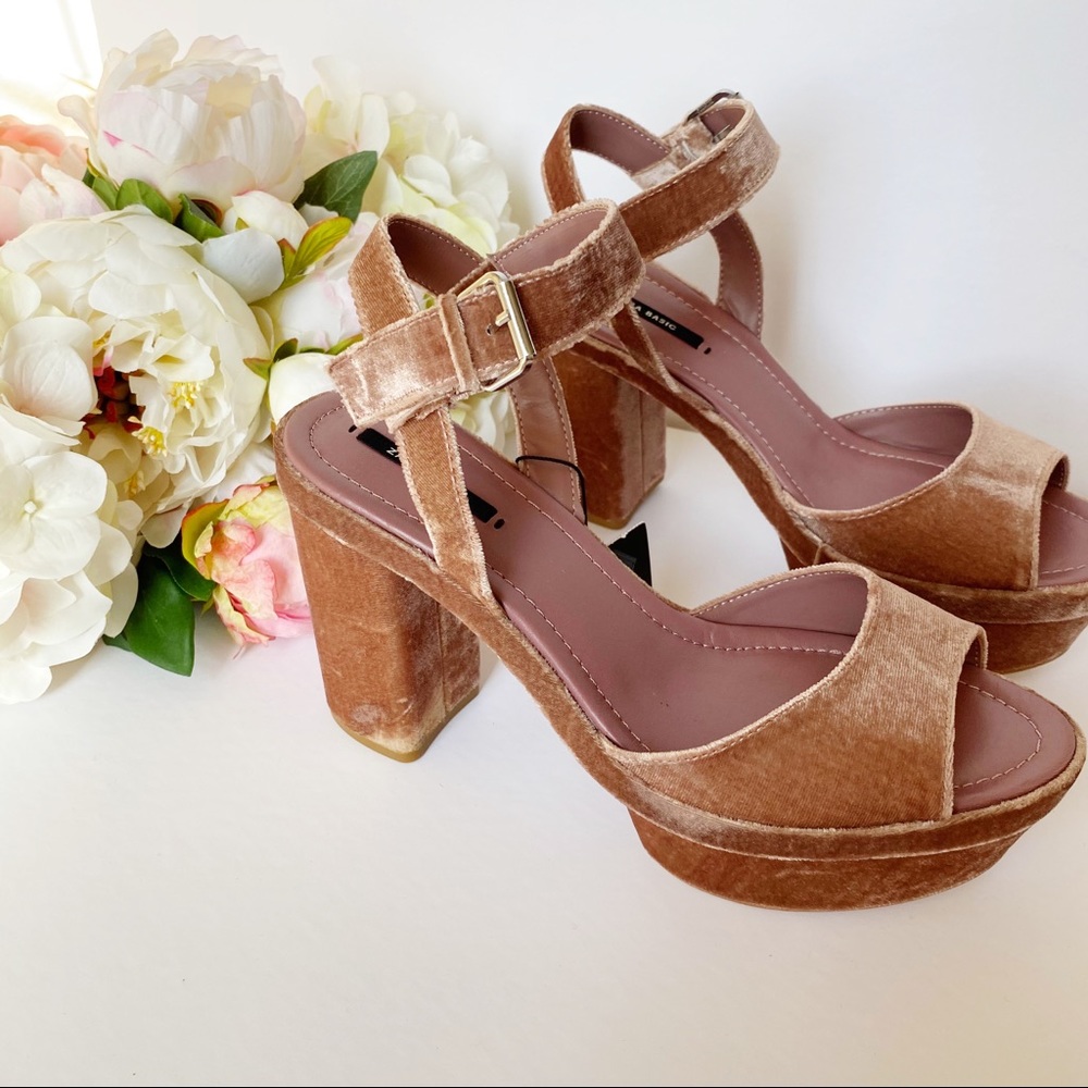 Zara Velvet Platform Sandals